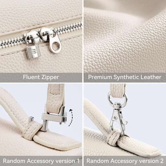 KALIDI Quiet Luxury Crossbody Bag in Apricot White - Chic & Spacious Style - Picture 4 of 6